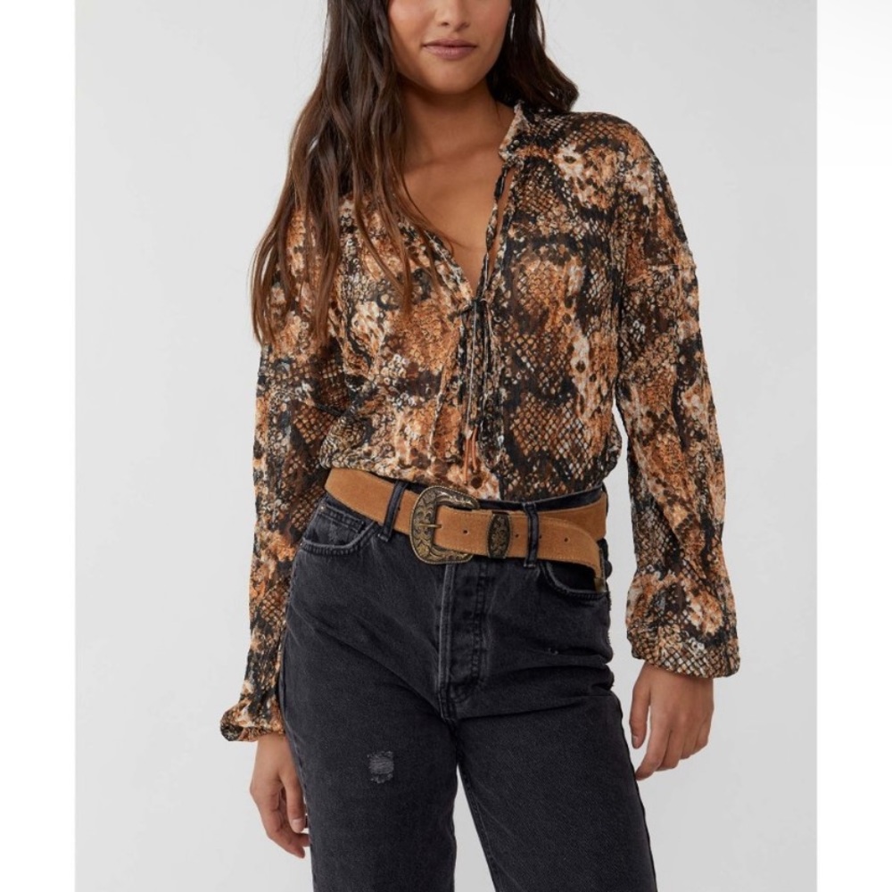 NWT Free People Out For The Night Top / Snake Combo blouse tops